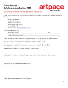Microsoft Word - Camp Artpace Scholarship Application 2015.docx