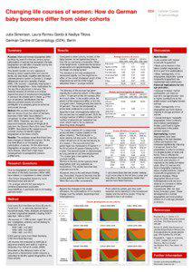 Actuarial science / Biostatistics / Cohort / Demographics / Longitudinal study / Baby boomer / Computer cluster / Optimal matching / Statistics / Epidemiology / Demography