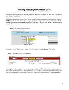 Printing Reports from Datatel UI 4.3 Datatel now provides the option of saving reports as PDF files, where you can print them to any printer, save them, or email them. All Datatel standard reports and XQTP custom reports