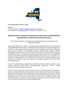 For Immediate Release: March 11, 2014 Contact: Pamm Lent (Governor’s Office) | [removed] | ([removed]Laura Magee (ESD) | [removed] | ([removed] | ([removed]NIAGARA COUNTY ECONOMIC DEVELOPM