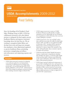 United States Department of Agriculture  USDA Accomplishments[removed]Secretary Tom Vilsack  Food Safety