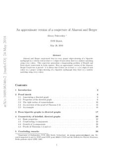 arXiv:1609.06346v2 [math.CO] 24 MayAn approximate version of a conjecture of Aharoni and Berger Alexey Pokrovskiy  ∗