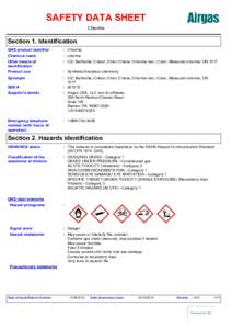 SAFETY DATA SHEET Chlorine Section 1. Identification GHS product identifier