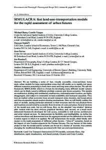 Environment and Planning B: Planning and Design 2013, volume 40, pages 987 – 1002  doi:b4006mb SIMULACRA: fast land-use–transportation models for the rapid assessment of urban futures