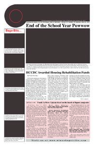 “Official newspaper of the Winnebago Tribe of Nebraska since January 12, 1972” Published Bi-Weekly for the Winnebago Tribe of Nebraska • Volume 40, Number 10, Saturday, May 26, 2012 End of the School Year Powwow Ba