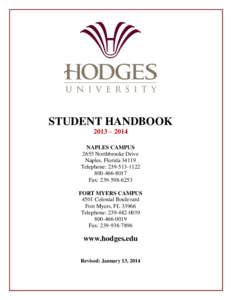 STUDENT HANDBOOK 2013 – 2014 NAPLES CAMPUS 2655 Northbrooke Drive Naples, Florida[removed]Telephone: [removed]