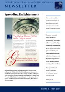 faculty of medieval & modern languages  newslet ter Spreading Enlightenment Enlightenment poster 1:Layout 1