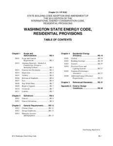 Washington State Building Code Adoption and Amendment of the 2012 Edition of the International Energy Conservation Code, Residential Provisions