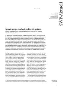 Nordeuropa nach dem Brexit-Votum. Die fünf nordischen Länder stellen ihre Beziehungen zur EU auf den Prüfstand