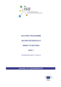 ISA WORK PROGRAMME SECOND REVISION 2012 ANNEX TO SECTION I PART 1 Detailed description of actions