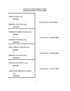 UNITED STATES DISTRICT COURT FOR THE DISTRICT OF COLUMBIA JAMES OWENS, et al., Plaintiffs, v.