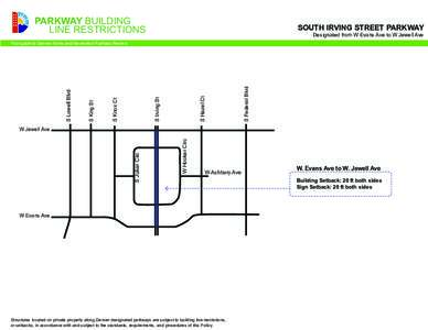 PARKWAY BUILDING LINE RESTRICTIONS SOUTH IRVING STREET PARKWAY Designated from W Evans Ave to W Jewell Ave