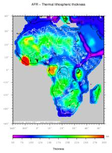 AFR − Thermal lithospheric thickness  40˚ 30˚