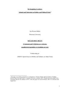 Schmitt and Oakeshott on the Nature of Political Association