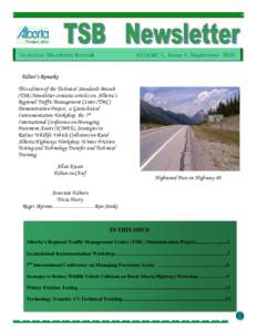 Technical Standards Branch  VOLUME 7, Issue 1, September 2008 Editor’s Remarks This edition of the Technical Standards Branch