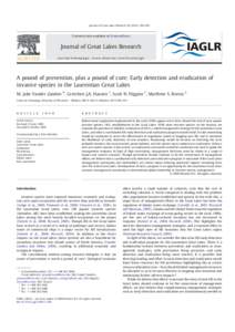 Journal of Great Lakes Research–205  Contents lists available at ScienceDirect Journal of Great Lakes Research j o u r n a l h o m e p a g e : w w w. e l s e v i e r. c o m / l o c a t e / j g l r