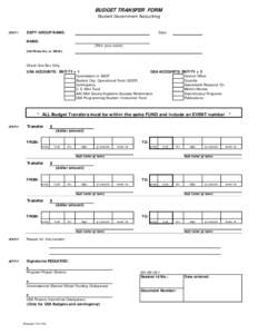 BUDGET TRANSFER FORM Student Government Accounting STEP 1  DEPT/GROUP NAME: