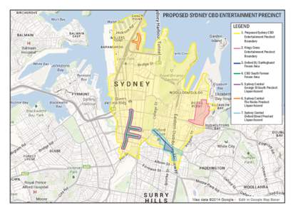 PROPOSED SYDNEY CBD ENTERTAINMENT PRECINCT LEGEND 1. Proposed Sydney CBD Entertainment Precinct Boundary 2. Kings Cross