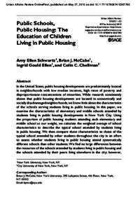 Urban Affairs Review OnlineFirst, published on May 27, 2010 as doi:[removed][removed]  Public Schools, Public Housing: The Education of Children Living in Public Housing