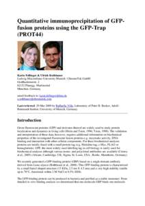 Epigenome NoE - protocol: Quantitative immunoprecipitation of GFP-fusion proteins using the GFP-Trap