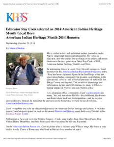 Educator Roy Cook selected as 2014 American Indian Heritage Month Local Hero | KPBS