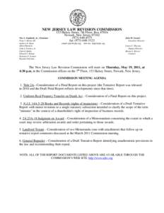 NEW JERSEY LAW REVISION COMMISSION Vito A. Gagliardi, Jr., Chairman Peter J. Barnes III Andrew O. Bunn Albert Burstein John J. Farmer, Jr.