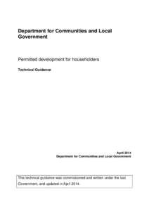 Department for Communities and Local Government Permitted development for householders Technical Guidance