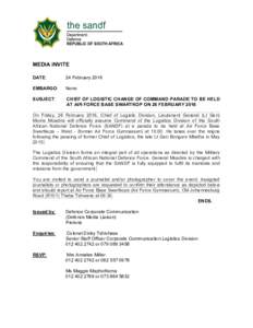 the sandf MEDIA INVITE DATE: 24 February 2016