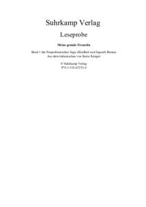 Suhrkamp Verlag Leseprobe Meine geniale Freundin Band 1 der Neapolitanischen Saga (Kindheit und Jugend) Roman Aus dem italienischen von Karin Krieger © Suhrkamp Verlag