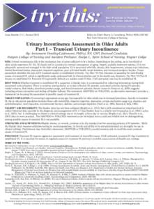 general assessment series Best Practices in Nursing Care to Older Adults From The Hartford Institute for Geriatric Nursing, New York University, College of Nursing  Issue Number 11.1, Revised 2013