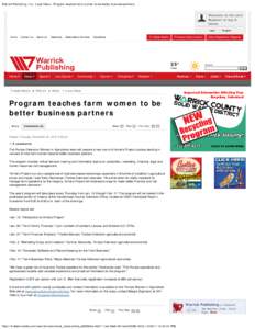 Warrick Publishing, Inc.: Local News - Program teaches farm women to be better business partners