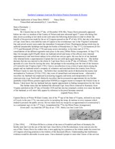 Southern Campaign American Revolution Pension Statements & Rosters Pension Application of Jesse Davis W8652 Nancy Davis Transcribed and annotated by C. Leon Harris.  VA