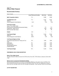 Office of State Treasurer Proposed[removed]Budget Recommendation Summary