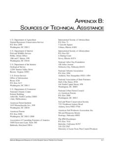 APPENDIX B: SOURCES OF TECHNICAL ASSIST ANCE SSISTANCE U.S. Department of Agriculture Natural Resources Conservation Service