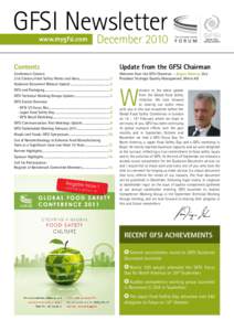 GFSI Newsletter December 2010 www.mygfsi.com Contents