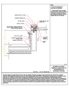 Building Envelope Design Guide: Sloped Glazing - Vertical Mullion at Transition to Roofing System Detail