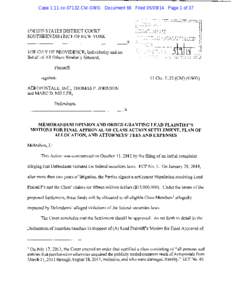 Case 1:11-cv[removed]CM-GWG Document 66 Filed[removed]Page 1 of 37  UNITED STATES DISTRICT COURT SOUTHERN DISTRICT OF NEW YORK  THE CITY OF PROVIDENCE, Individually and on