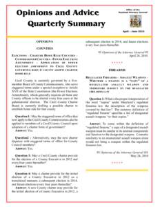 Office of the Maryland Attorney General Opinions and Advice Quarterly Summary