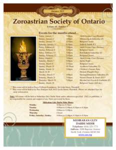January[removed]Zoroastrian Society of Ontario Volume 41, Number 7  Events for the months ahead…