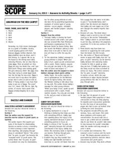 ®  THE LANGUAGE ARTS MAGAZINE January 14, 2013 • Answers to Activity Sheets • page 1 of 7