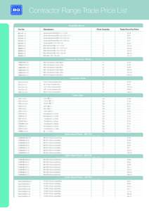 Contractor Range Trade Price List Adaptable Boxes	 Cat No. Description