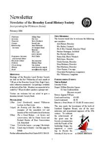Newsletter Newsletter of the Broseley Local History Society Incorporating the Wilkinson Society February 2006 Chairman Secretary