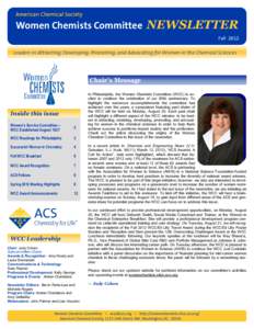 American Chemical Society  Women Chemists Committee NEWSLETTER Fall 2012