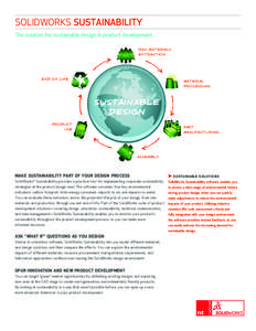 SOLIDWORKS SuStainability The solution for sustainable design in product development RAW mATERIALS EXTRACTION  END OF LIFE