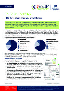 Factsheet #1  ENERGY PRICING – The facts about what energy costs you The old adage: “you can’t manage what you don’t measure” holds true when it comes to energy consumption. Reading and understanding your energ