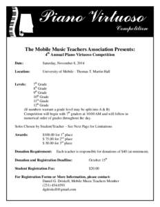 Piano Virtuoso Competition Competition  The Mobile Music Teachers Association Presents: