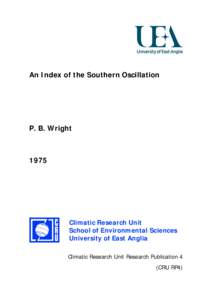 An Index of the Southern Oscillation  P. B. Wright 1975