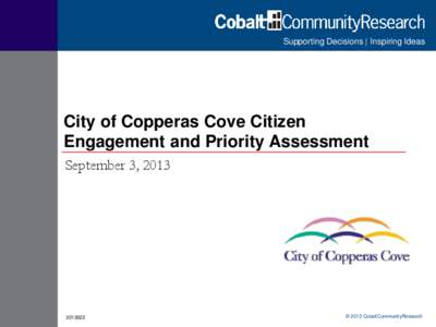 Supporting Decisions | Inspiring Ideas  City of Copperas Cove Citizen Engagement and Priority Assessment September 3, 2013