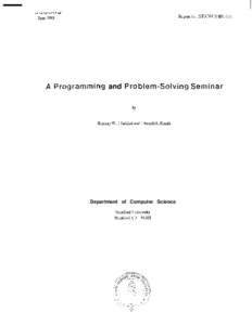 Report No. STAN-CSA Programming and Problem-Solving-Seminar R;mscy \\‘. I fadd;ld ml 1 )or~ld lC Knuth