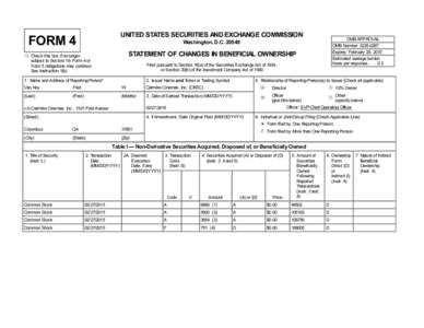 UNITED STATES SECURITIES AND EXCHANGE COMMISSION  FORM 4 OMB APPROVAL OMB Number: 